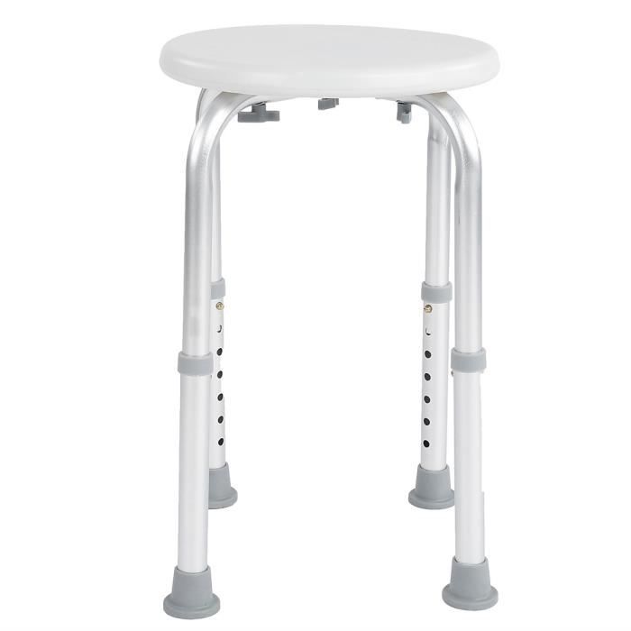 Qiilu siège de baignoire Tabouret de douche de bain rond réglable siège de sécurité en alliage d'aluminium soins aux personnes