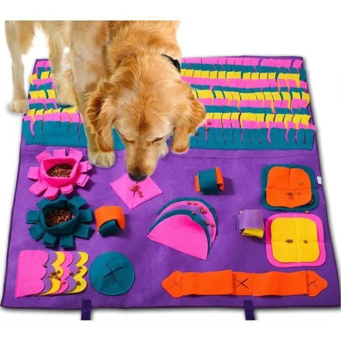 PC36859-Tapis de Snuffle Chien Multicolore, Jouet Tapis de Fouille Chien Tapis Reniflant de Dressage Animaux Domestique 90cm * 90c