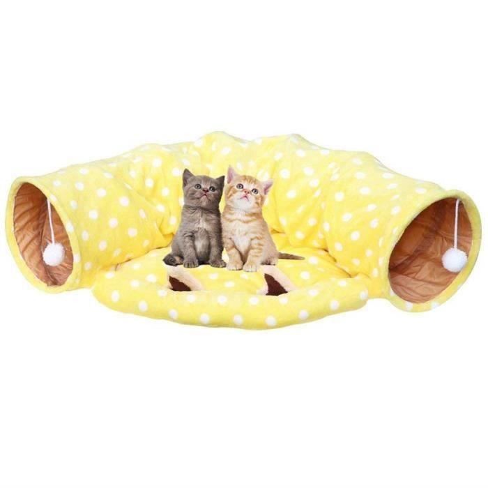 HK1-36586Sac de Couchage, Jouet Tunnel Chat Pliable, Tunnel de Jeu avec Espace Tapis au Centre pour Les Chats et Autres Petits Ani