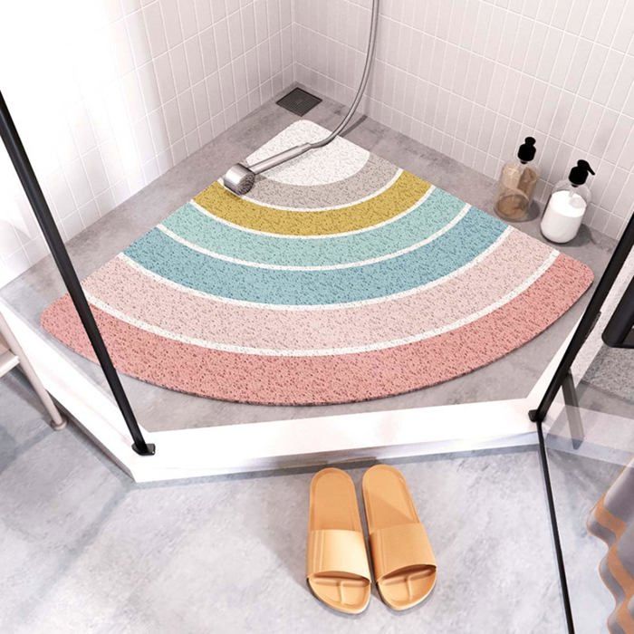 Tapis De Douche D'Angle Antidérapant 54x54cm - Anti-moisissure, Ventouses, Lavable En Machine - 5