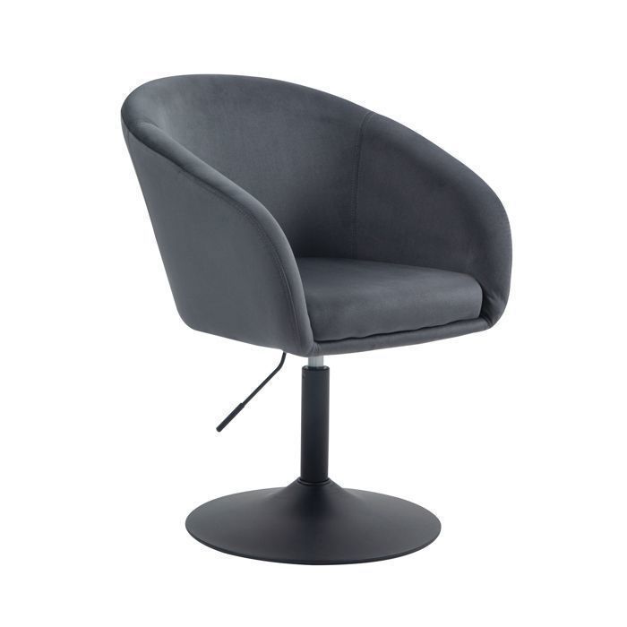 SVITA JAMAIKA Fauteuil lounge Fauteuil cocktail pied assiette avec accoudoirs velours gris foncé
