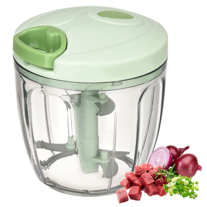 Hachoir Manuel 900ml Avec 10 Lames Inox - Coupe Oignon, Ail, Viande Et Légumes - Mixeur Portable