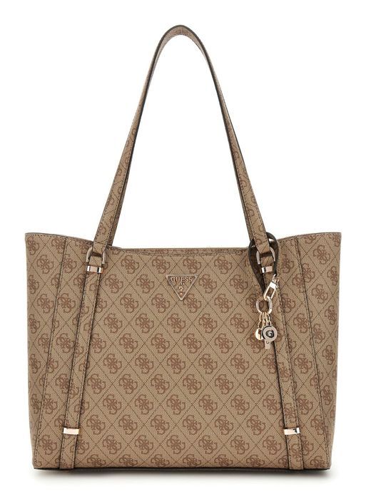 Sac à épaule - GUESS - Eco Erica Elite Tote Bag - Marron clair - 100% polyuréthane - Zippée