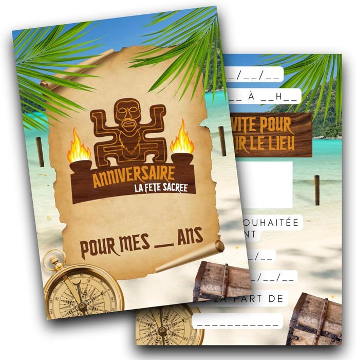 Kit Invitations Anniversaire Jungle à Gratter - 10 Cartes Avec Autocollants Dorés