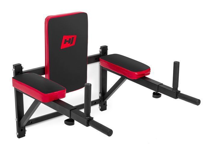 Hop-Sport Barre de tractions murale HS-1003K en Acier Dip Station avec Poignées Antidérapantes Rembourrées Réglables