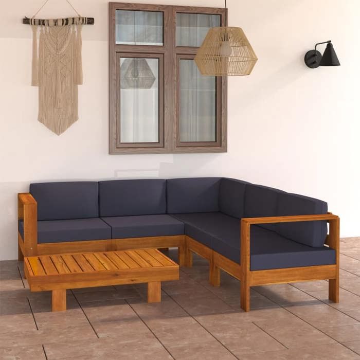 vidaXL Salon de jardin 6 pcs Bois d'acacia - vue 3