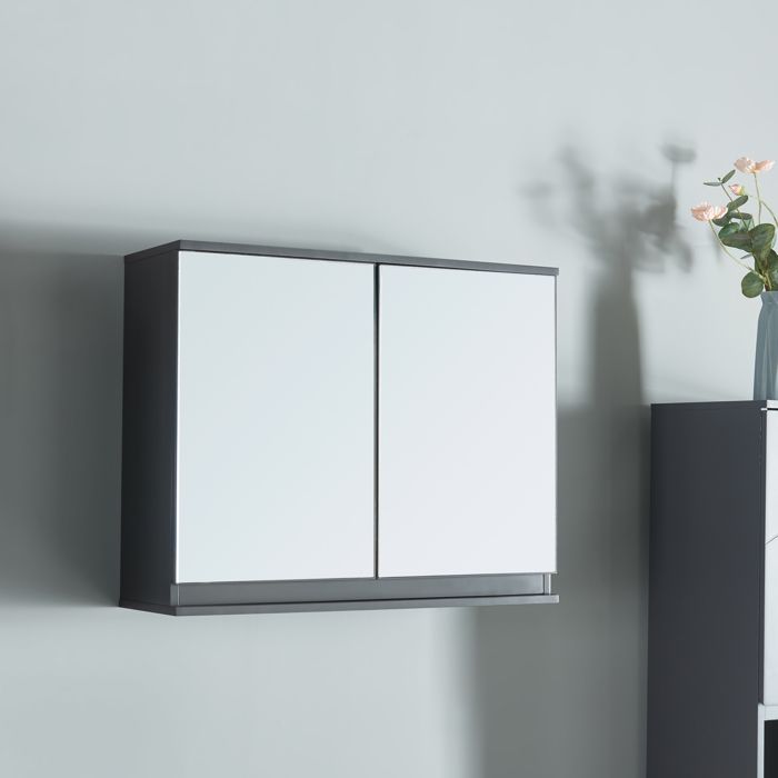 Armoire murale de salle de bains avec miroir Overath 60 x 20 x 50 cm gris