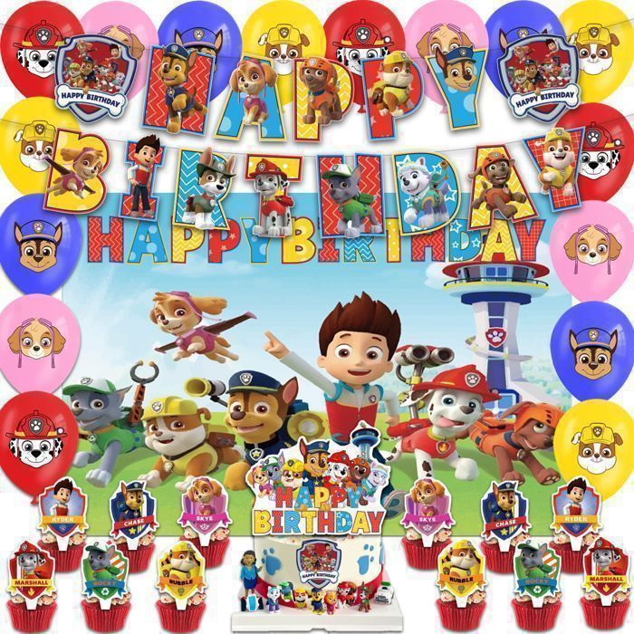 Ballons En Film Paw Patrol - Décoration Anniversaire Enfant - Marshal, Chase, Rocky, Skye - Multicolore