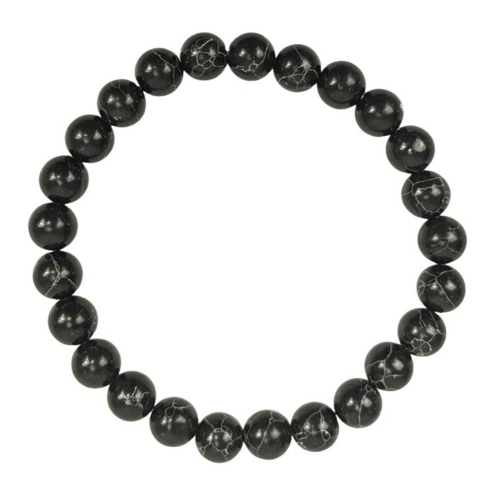 Bracelet Howlite noire Boules 8mm