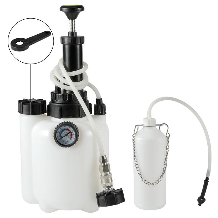Autokraft Tools Purgeur De Frein Voiture 3L - Kit Complet Avec 4 Capuchons - Pompe Métal Et Valve Débit