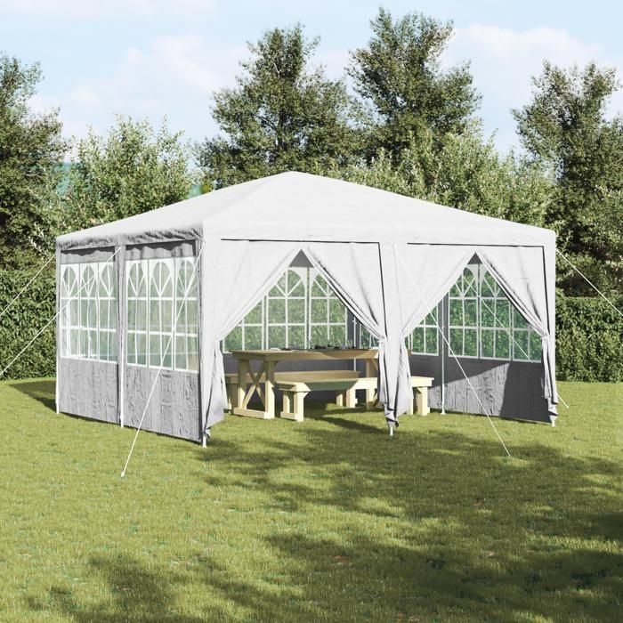 Moderne Tente de fête - Tonnelle de Jardin Anti-UV avec 8 cloisons blanches 4x4 m en PE@FR(8937088)