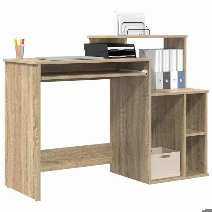 Kenneth@ Bureau - 1 PERSONNE - Table dordinateur - avec Rangement - Chêne sonoma 120.5x44x88.5 cm - LL1038