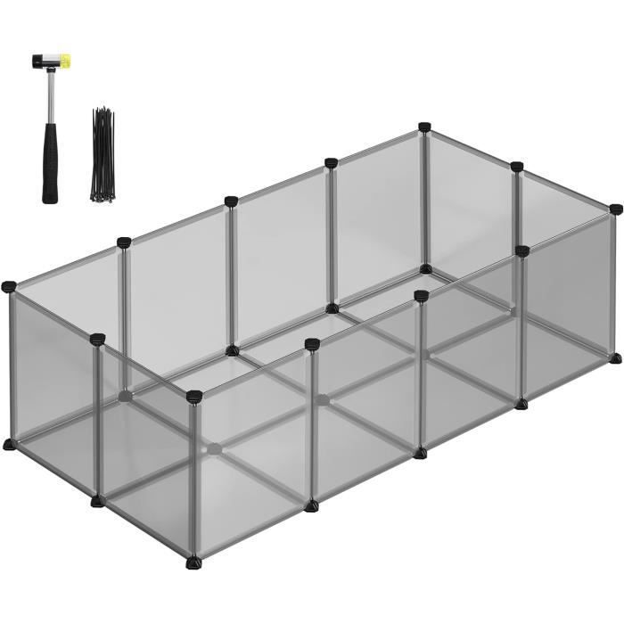 Comparer les prix de Enclos pour Petits Animaux avec Fond Cage modulable pour Cochon d’Inde Hamster Lapin Rongeur Gris