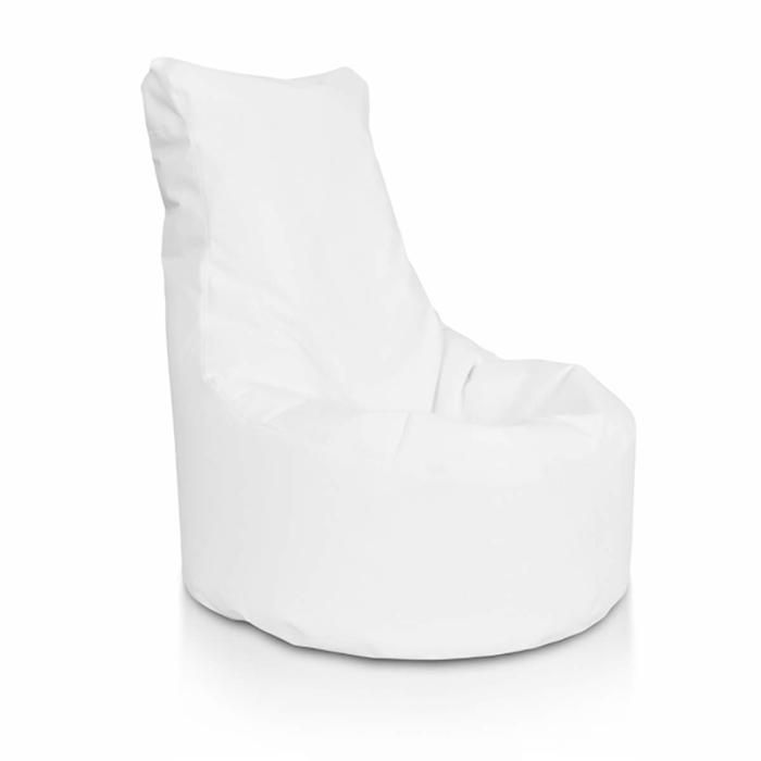 Fauteuil pouf haut dossier polyester billes polystyrène  extérieur/intérieur 85x80 blanc Ecopuf