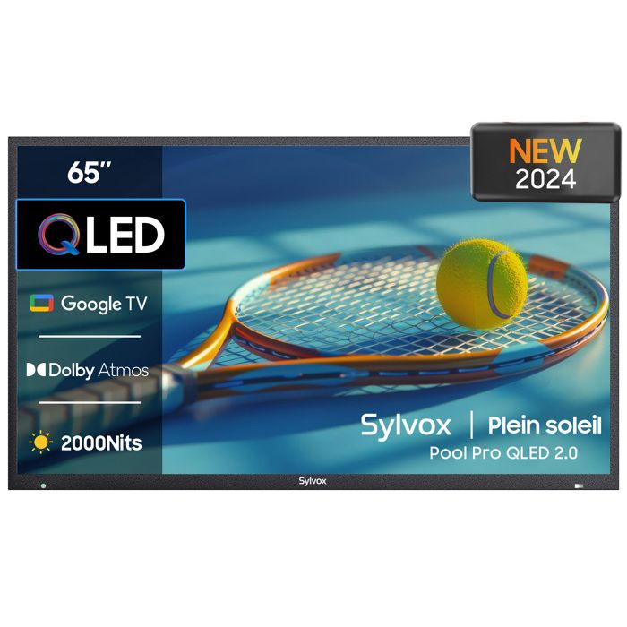 Télévision extérieure SYLVOX Pool Pro 2.0 65” (165 cm) 4K UHD 2000 nits IP55 étanche