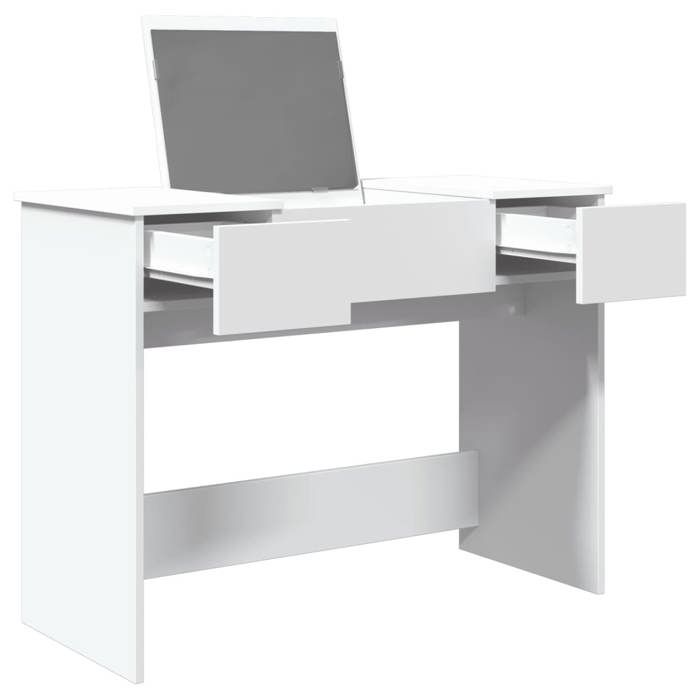 Black Week Coiffeuse pour Femmes - BURKE - avec miroir - blanc 100x45x76 cm - CC169