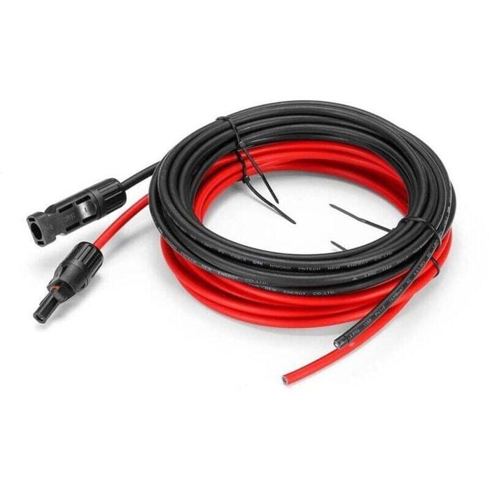 Câble dextension pour panneau solaire - MICH - 5 mètres - 12 AWG - Connecteurs MC4 - Rouge et noir