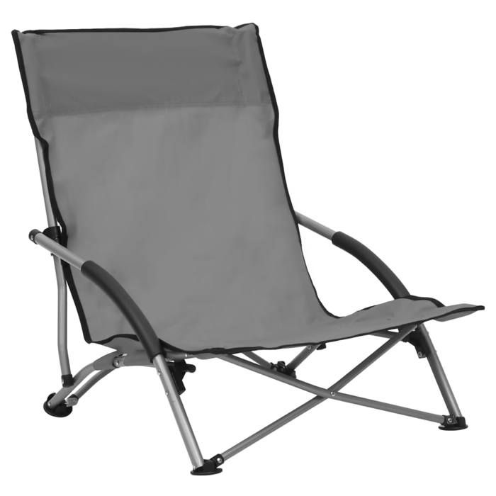 “Winter SaleTOP Chaise de jardin Gris - Chaises de plage pliables lot de 2 Gris Tissu PRO31733