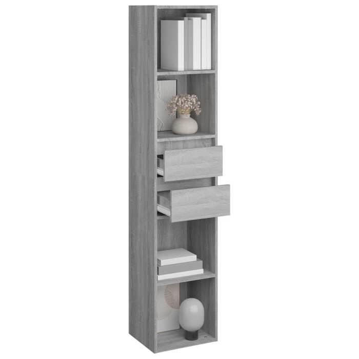 Cabinet de Livre SOLOMOON CHIC Bibliothèque Polyvalente - Pour enfant/adulte - Sonoma gris 36x30x171 cm Bois dingénierie BB2028