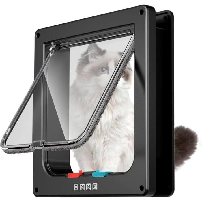 Grande Chatière 4 Modes de Verrouillage Porte Chat Intérieur Extérieur 28.5x24.5cm