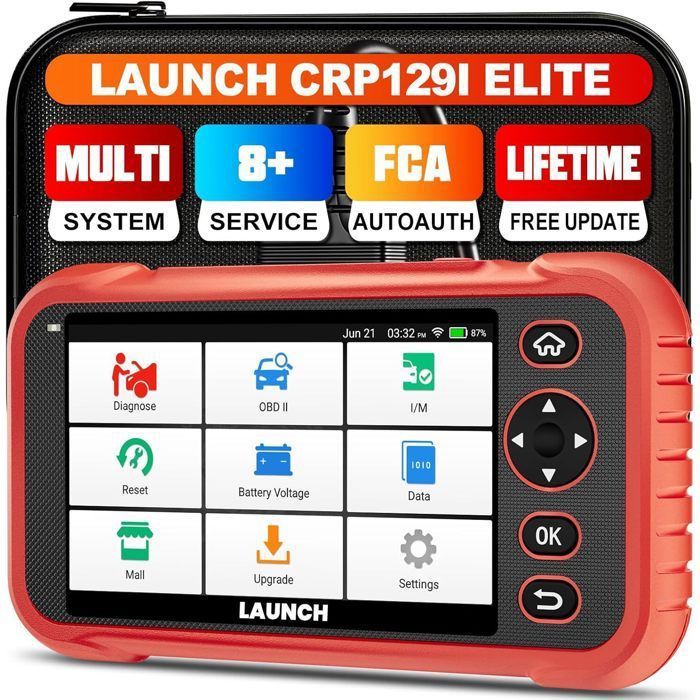LAUNCH CRP129i ELITE Valise Diagnostic Auto obd2 Scanner Diagnostic Voiture Multimarque Francais 8 Réinitialisation Service