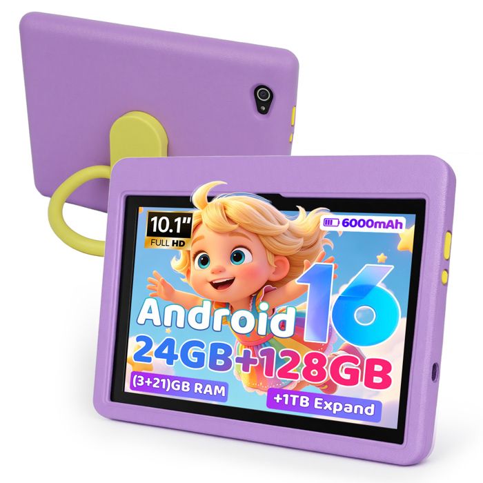 Tablette enfant - KOTSREN - 10.1 - Android 16 - 24 Go RAM - 128 Go - Violet