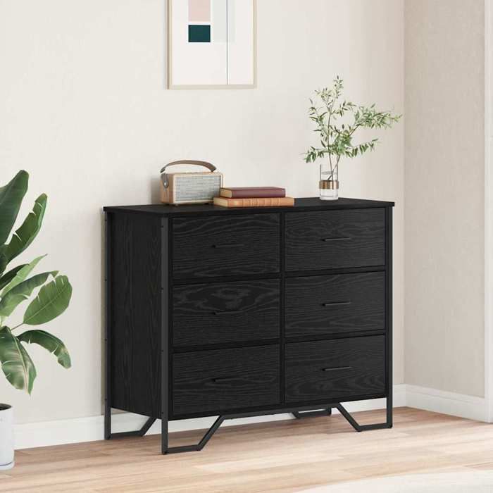 NEW 2026 Commode de salon/chambre Buffet bas avec tiroir lot de 2 Chêne noir 91x35 5x74 5 cm L4424