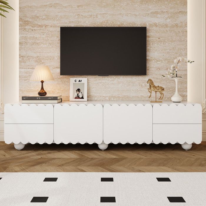 Meuble TV blanc 175 x 38 x 37 cm support TV panneau TV meuble TV bas Design unique Meuble salon