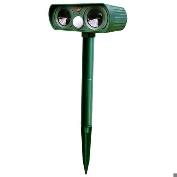 Répulsif solaire à ultrasons - PZCC - Pour jardin - Capteur PIR - Énergie solaire - Sans fil - Rechargeable