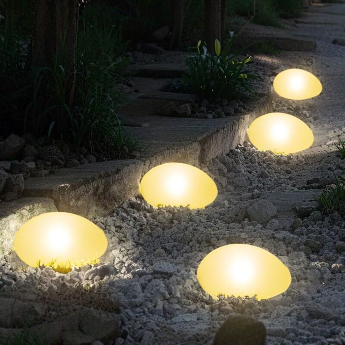 (Mini galet 1 pièce) Lampe solaire dextérieur étanche composée de galets décoratifs avec lumière LED chaude intégrée adaptée aux