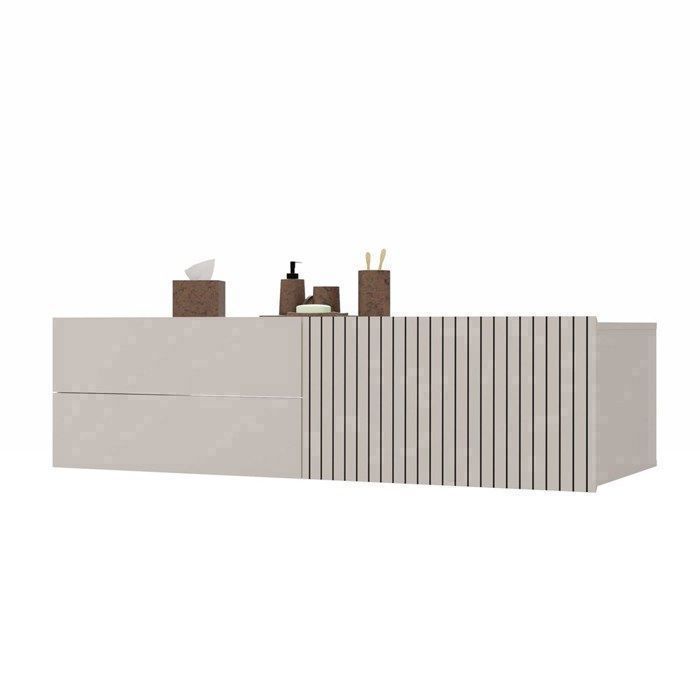 Tigo 1d2s - meuble sous-lavabo chêne façade rainurée 2 tiroirs - 140x37 5x53 cm - cachemire