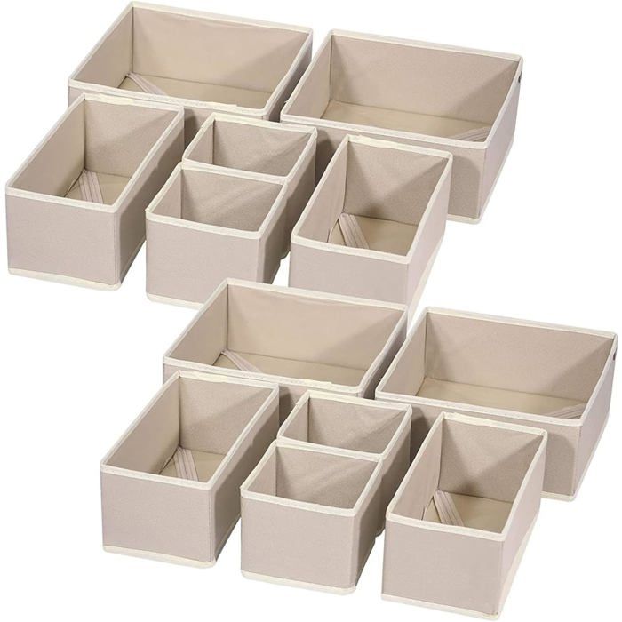 12 Pièces Organisateur Tiroir Plastiques Rangement Tiroir Boite Rangement Vetement Rangement Sous vetement Organisateur Vetement