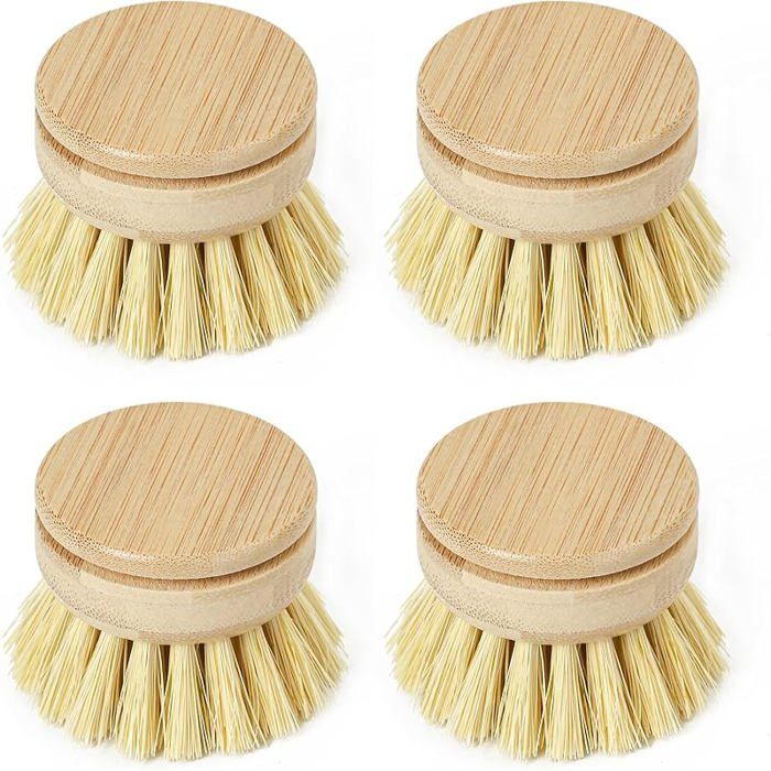 Têtes de Rechange pour Brosse à Vaisselle Éco 4 Têtes de Brosse à Laver en Bois Recharges 4 Soft Heads