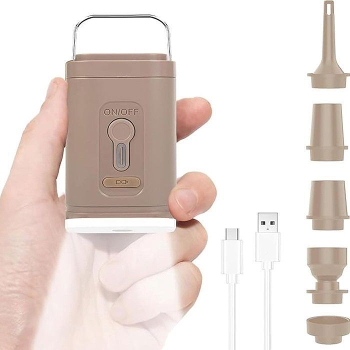 Pompe à air portable - - Sans fil - Rechargeable - Lampe de camping intégrée - Batterie 1200 mAh - Interface USB-C Femeo