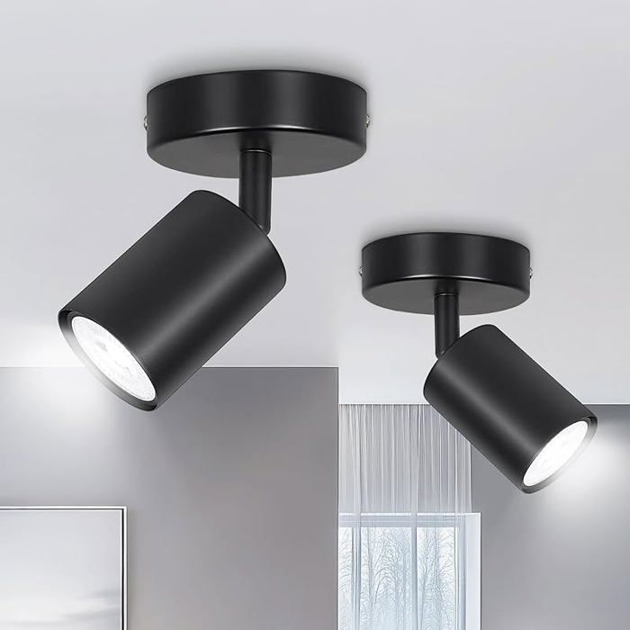 Luminaire Pfonnier Spot Orientable Noir Moderne Spot Pfond GU10 Spot Interieur Pfond Ronde 1 Spot Round (2 Pack) Noir