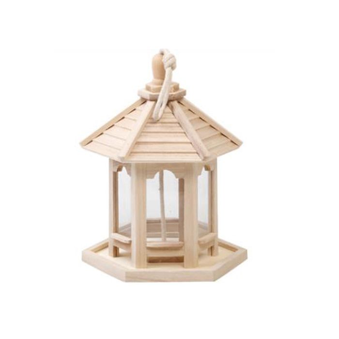 Mangeoire pour oiseaux en bois hiver grand réservoir - TCHOUPIN - artisanal solide installation simple décoration extérieur jardi