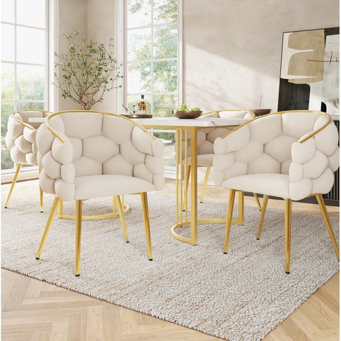 MEULVA Ensemble table à manger 5 pièces 140 x 80 cm avec 4 chaises en velours plateau effet marbre et pieds dorés