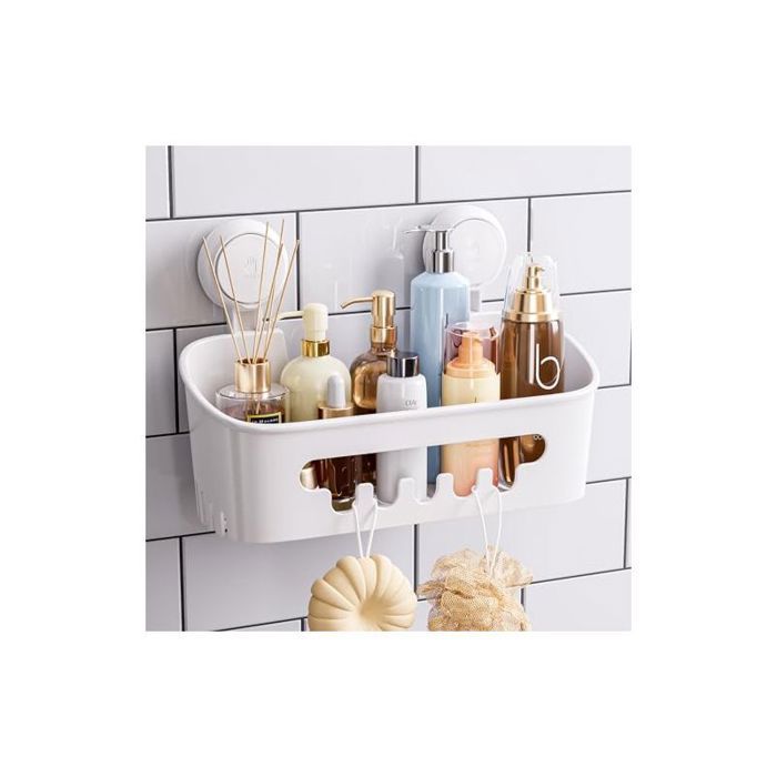 Étagère de douche robuste avec ventouse sous vide panier de rangement amovible sans perçage pour shampoing et articles de toilett