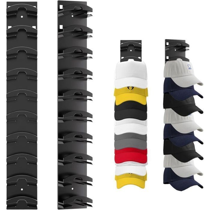 Lot de 2 supports adhésifs pour casquettes fixation adhésive puissante sans perçage pour ranger les casquettes de baseball