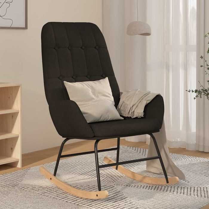 Meilleure MEUBLE Chaise à bascule Noir Tissu&01_3841