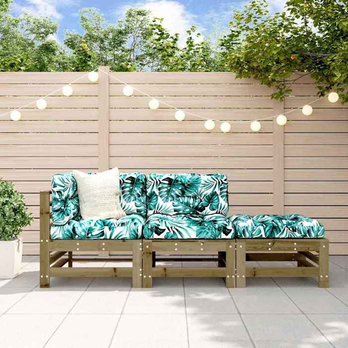 Brun Salon de jardin 3 pcs bois de pin imprégné - Siège de balcon LV67346