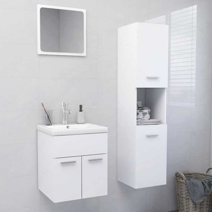 Magnifique Meubles de salle de bain Blanc Aggloméré - Résistance à lhumidité &72