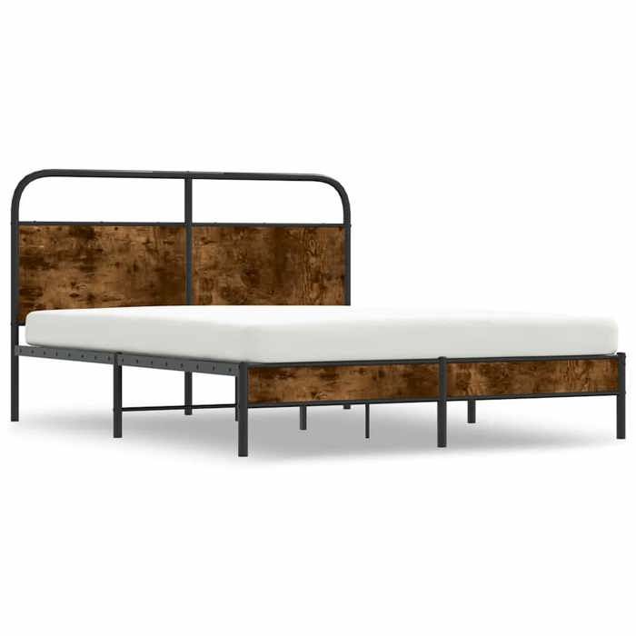 Meuble de chambre - HAOSHOP - Structure de lit - sans matelas - 160x200 cm chêne fumé bois ingénierie（22107)