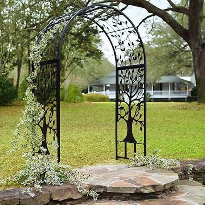 Tonnelle de Mariage DéCoration de FêTe Pelouse Jardin Pergola Quatre Couleurs Arcade Roses Vignes Plantes Escalade Exterieur Arche en MéTal PLUY Arche Jardin