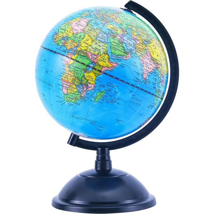 Globe Terrestre Exerz 20 Cm – Carte Politique En Anglais, Décoration Éducative & Géographique Pour Enfants, École Ou Bureau