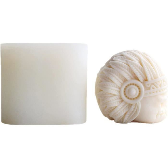 Bougie Déco Tête David En Cire De Colza - Noire - Sans Parfum