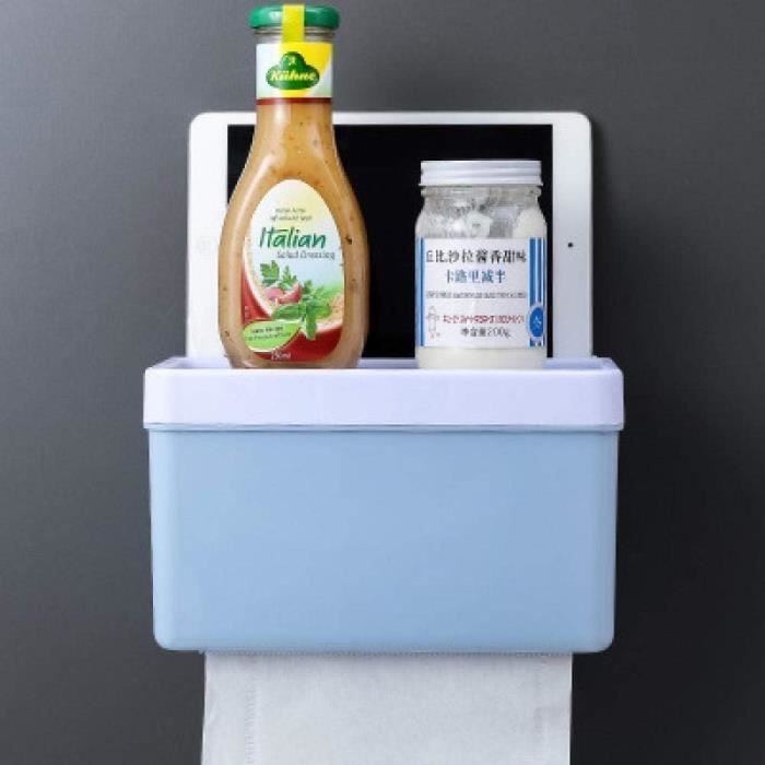 Couvercle De Boîte à Mouchoirs Avec Support Auto-adhésif - Design Moderne - Pour Salle De Bain, Cuisine, Bureau - Bleu - 13