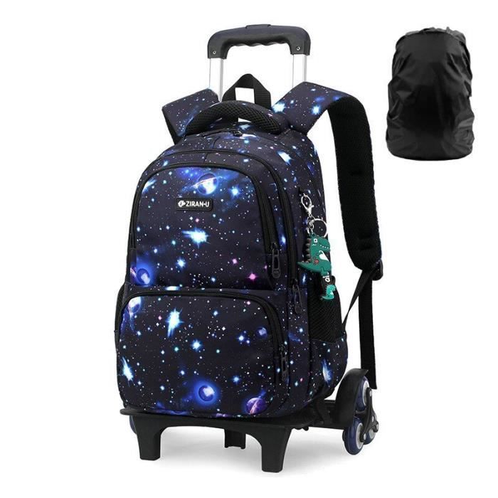 sac à dos cartable garcon , cartable à roulettes garcon pour la ecole primaire 6-12 ans, style espace noir