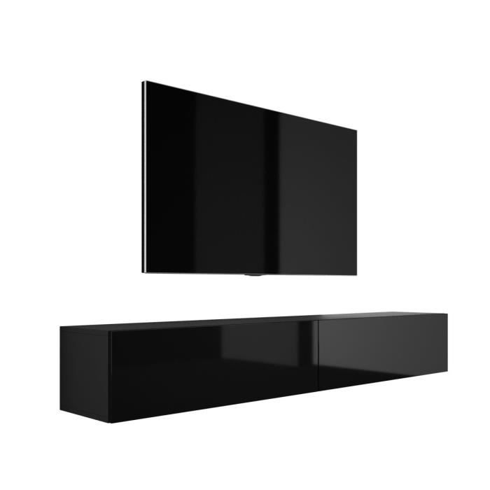 Meuble Tv Suspendu Noir Mat