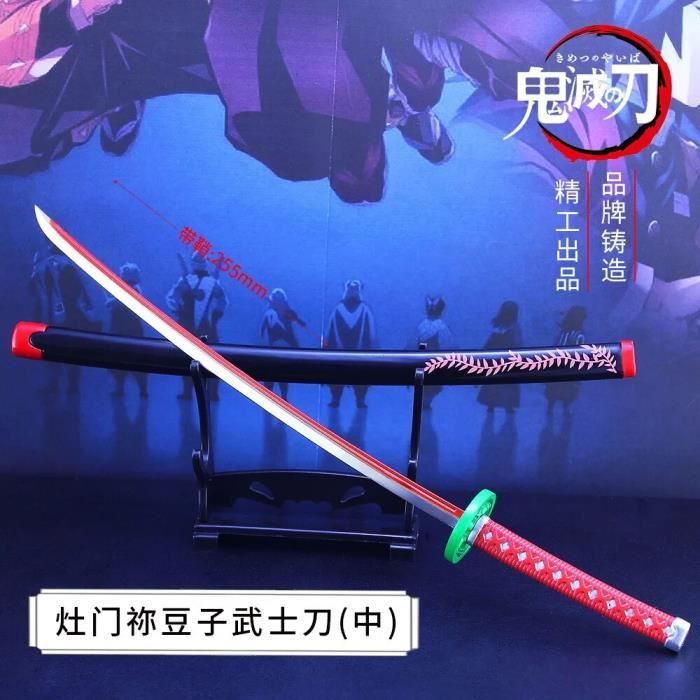 Dem Sword, Cosplay Katanas Blade Prop, voor Kamado Tanjirou Samurai Anime Ninja Zwaard decoratief speelgoed, voor Anime Liefhebbers Decoratieve Wapen Speelgoed Houten Model 41 inches, C